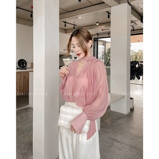 Soleil blouse - áo sơ mi tơ óng vạt chéo thanh lịch