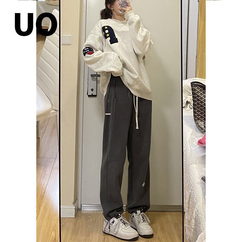 Sét Đồ Nữ Sét Nỉ Bông Cotton Áo Sweater Form Rộng Tay Bồng Kèm Quần Bo Gấu Dáng Thụng