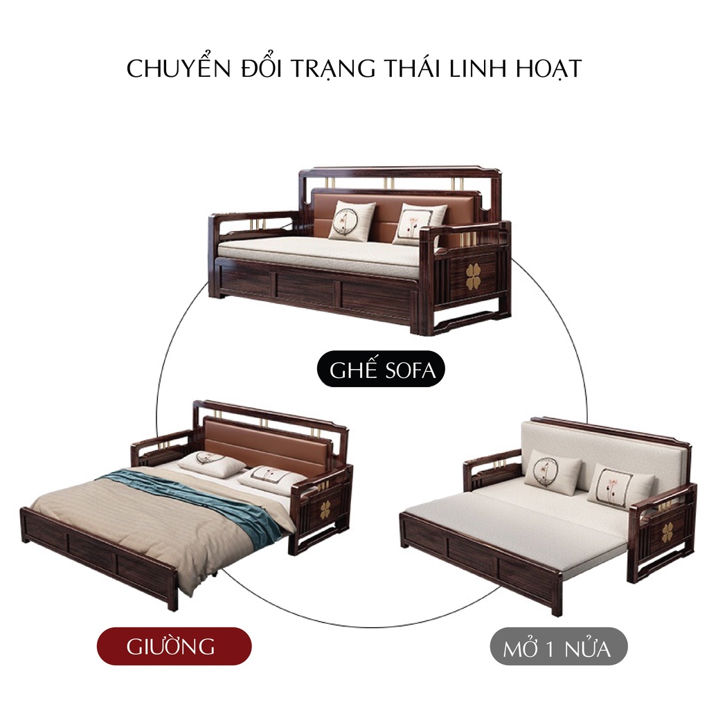 Ghế Sofa Giường. Giường Sofa Thông Minh Gấp Gọn Thành Ghế Sofa. Giường Sofa Đa Năng Gấp Gọn Gỗ Cao Cấp