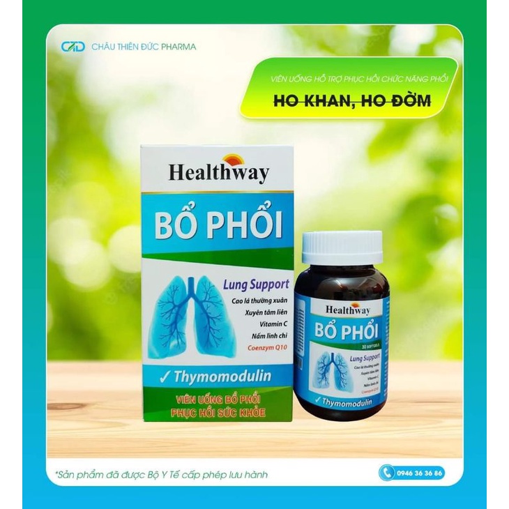 VIÊN UỐNG BỔ PHỔI HEALTHWAY - CHÍNH HÃNG (Chiết xuất từ các thảo dược quý hỗ trợ giảm ho & đờm, bổ phổi, tăng miễn dịch