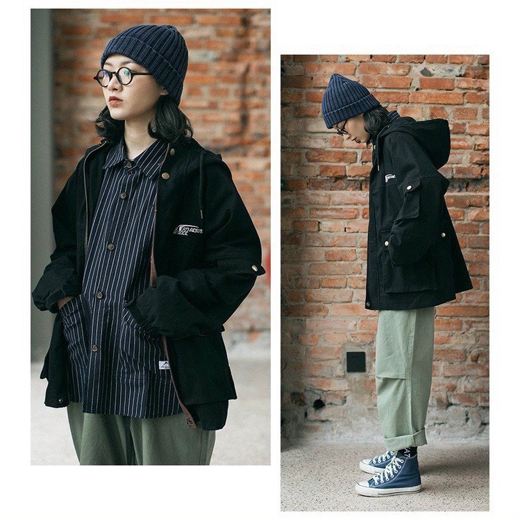 ÁO KAKI TÚI HỘP CỠ BỰ MÀU ĐEN CÓ MŨ  - ÁO KHOÁC THU ĐÔNG UNISEX MẪU ĐƠN GIẢN NHIỀU NGƯỜI ƯA CHUÔNG
