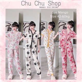 Đồ bộ pijama đồ ngủ lụa mango form tay ngắn freesize 40-56kg_hoả tốc hcm