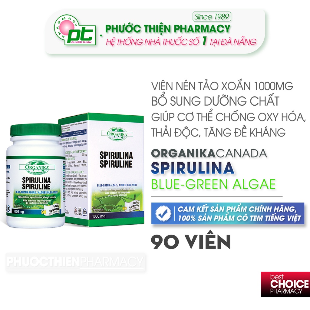 Date 06-23 Viên uống tảo xoắn bồi bổ sức khỏe Organika Spirulina 1000mg 90 viên - Bổ sung dưỡng chất, tăng sức đề kháng