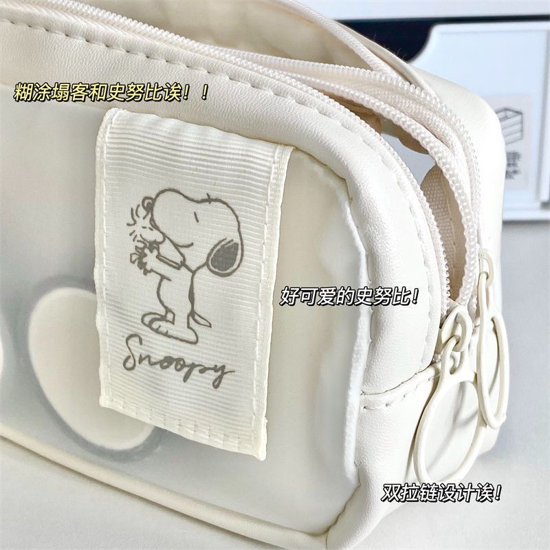 1 Hộp Đựng Bút Chì / Đồ Dùng Học Tập Cỡ Lớn Trong Suốt Họa Tiết Hoạt Hình Snoopy Dễ Thương Tiện Dụng