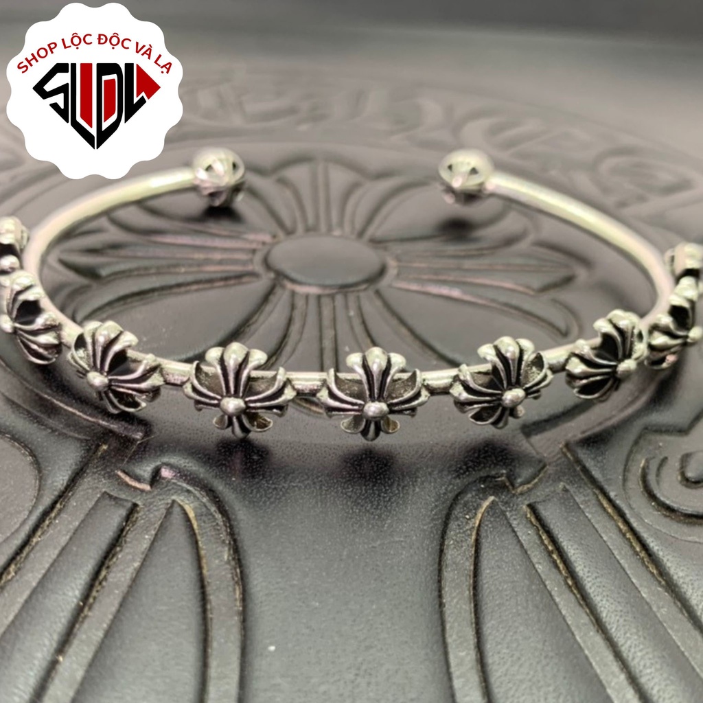Lắc tay, cuff unisex Chrome Heart Flower bạc fullbox - Shop Lộc Độc Và Lạ