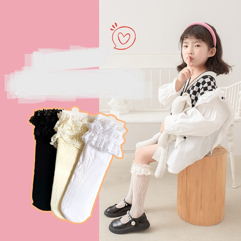 Tất vớ gối chất ren bèo nhún điệu đà cho bé gái 1-7 tuổi