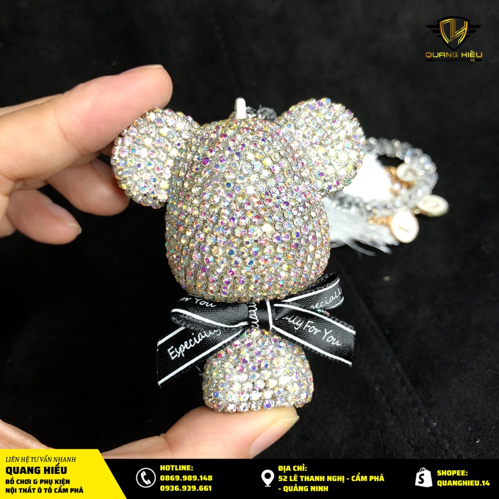 Bộ 4 Gấu Đính đá trang trí ô tô  đẹp cao cấp thơm xe