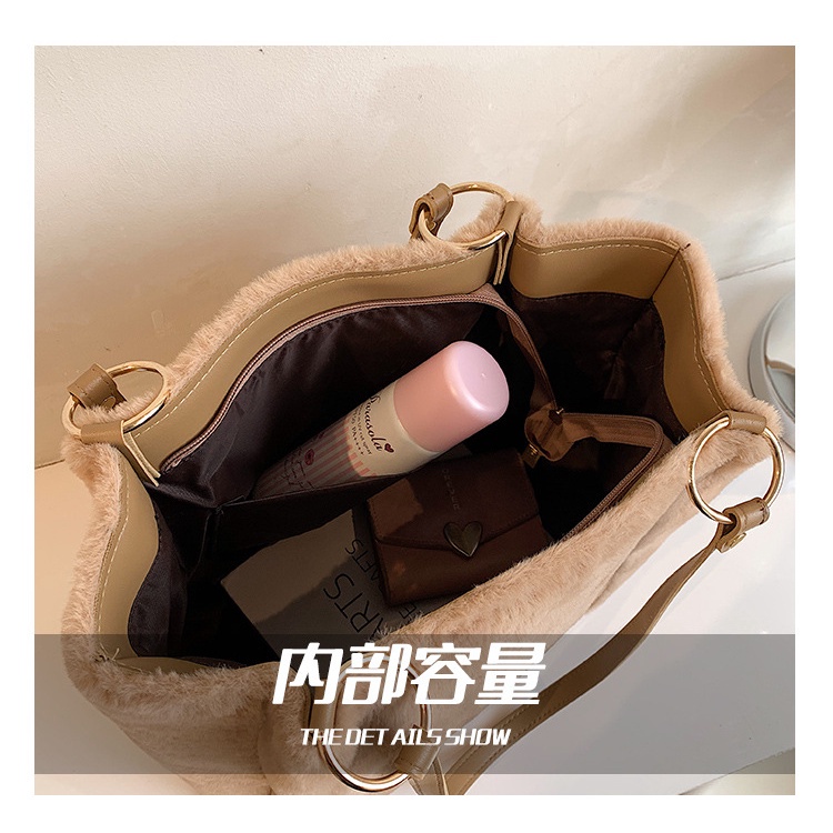 Túi Xách JASMIN NOIR Đeo Chéo Cỡ Lớn Phối Lông Thời Trang Cho Nữ