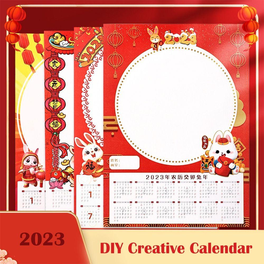 Lịch Vẽ Tranh Thư Pháp Tự Làm Họa Tiết Hoạt Hình Hợp Thời Trang