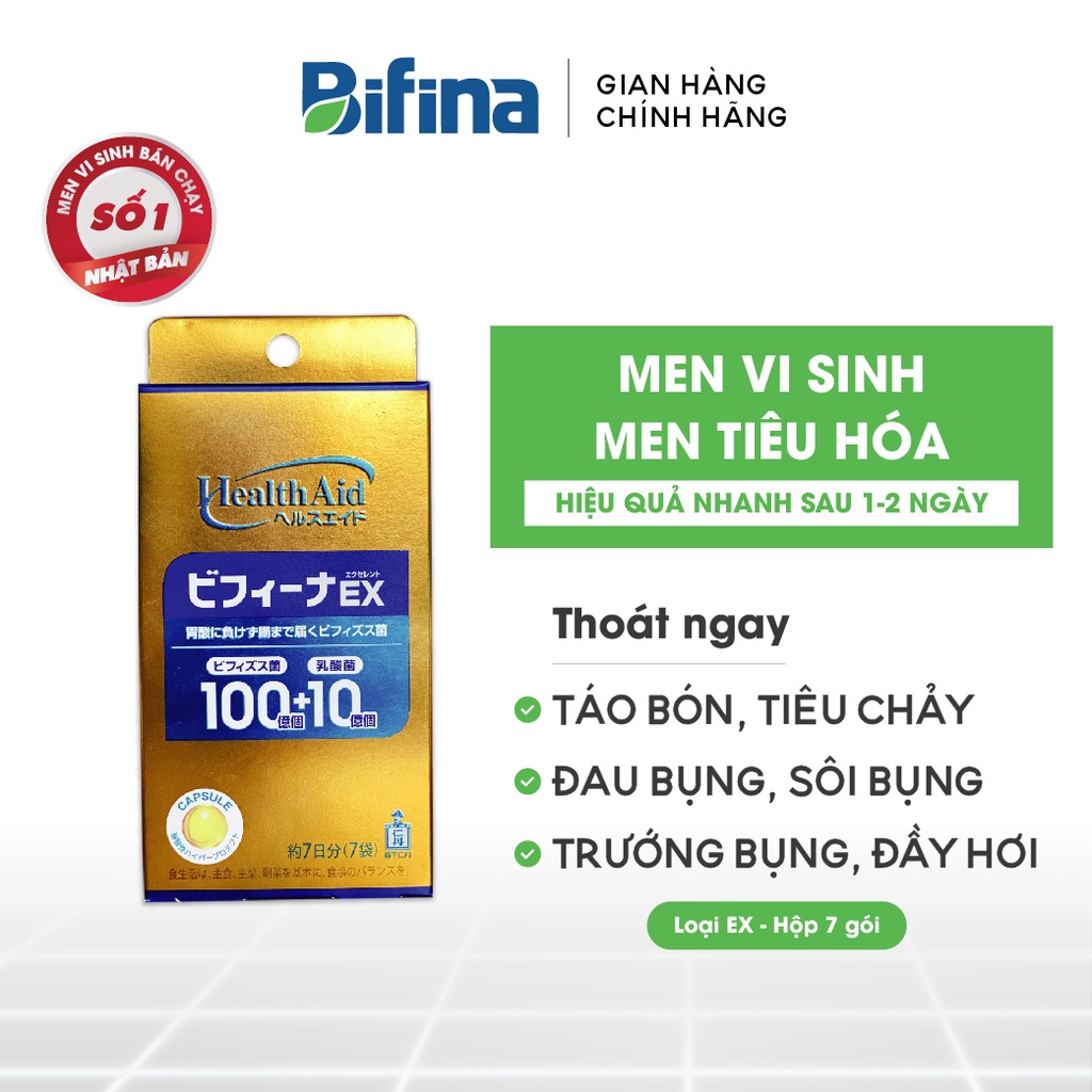 Men vi sinh Bifina Nhật Bản -Loại EX hộp 7 gói - Cho người rối loạn tiêu hóa