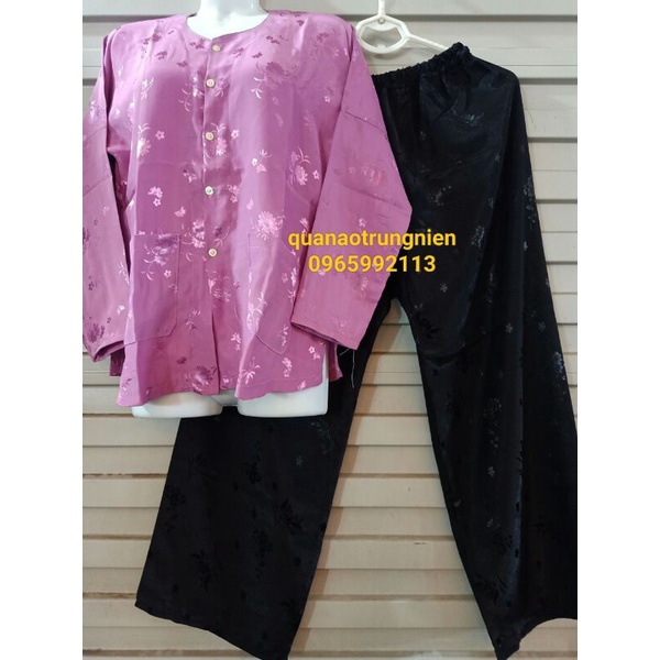 Bộ bà ba gấm Hoa đẹp cho bà già