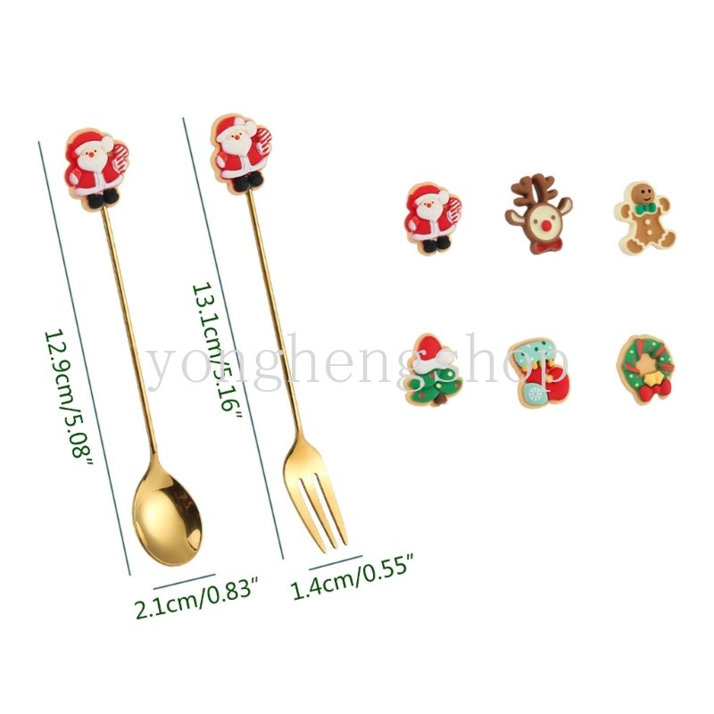 Muỗng Cà Phê / Ăn Kem / Muỗng / Nĩa Bằng Thép Không Gỉ Trang Trí Giáng Sinh