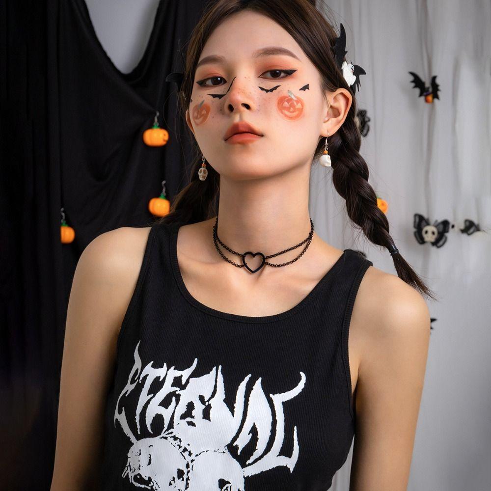 AROMA Vòng Cổ Choker Bằng Hợp Kim Y2K Hình Trái Tim Phong Cách Hàn Quốc Ngọt Ngào