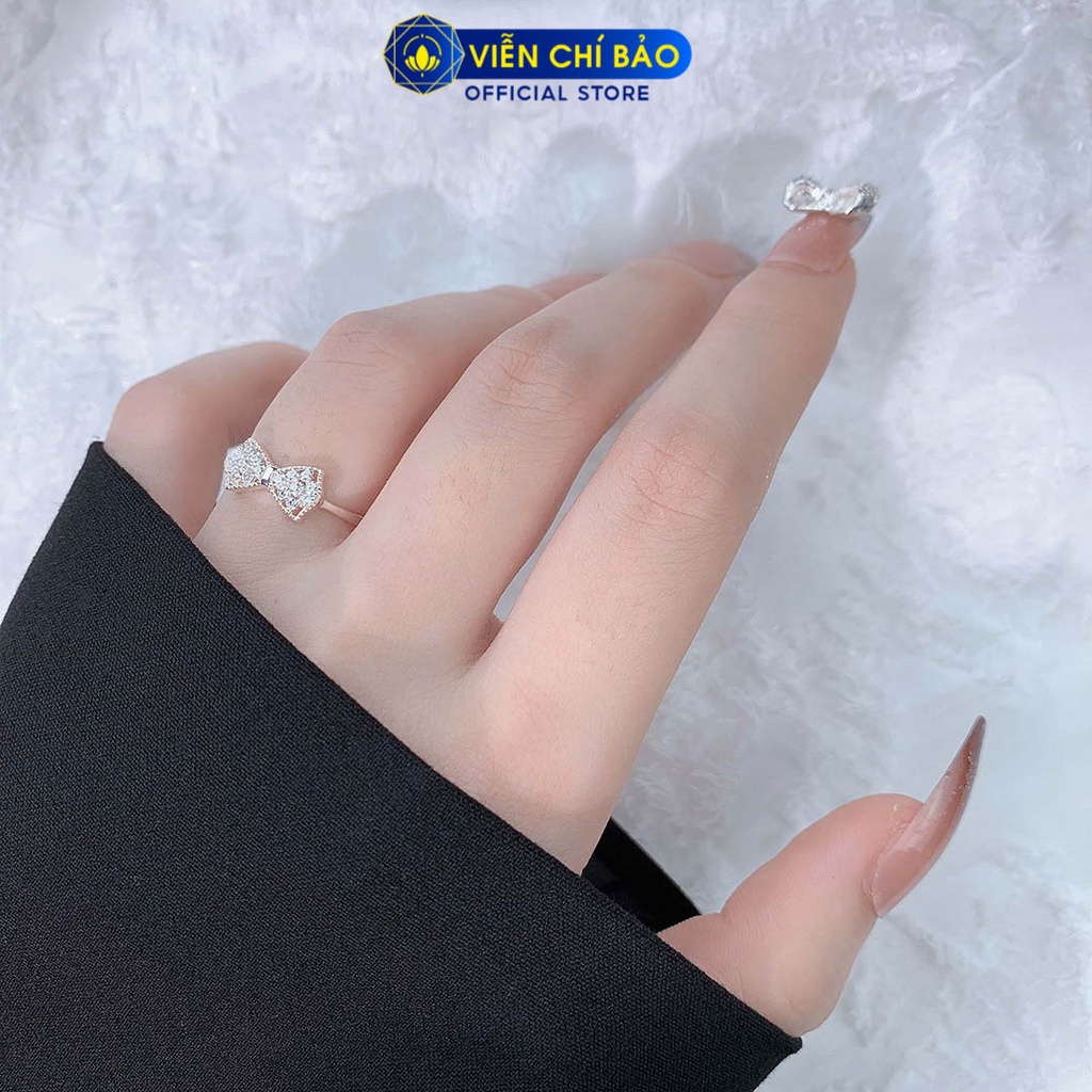 Nhẫn bạc nữ hình nơ đính đá chất liệu bạc 925 thời trang phụ kiện trang sức Viễn Chí Bảo N400884