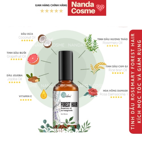 Dầu Dưỡng Rosemary Oil FOREST HAIR, Xịt Mọc Tóc Tinh Dầu Hương Thảo Serum Kích Mọc Tóc