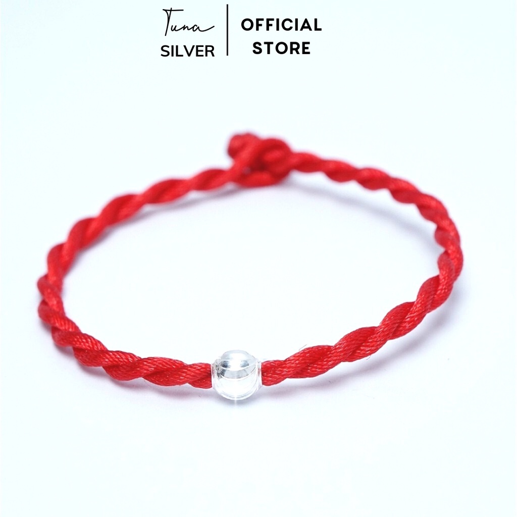 Vòng bạc chỉ đỏ may mắn bi bạc nguyên chất - [HÀNG CÓ SẴN] - Tuna Shop Trang sức Bạc