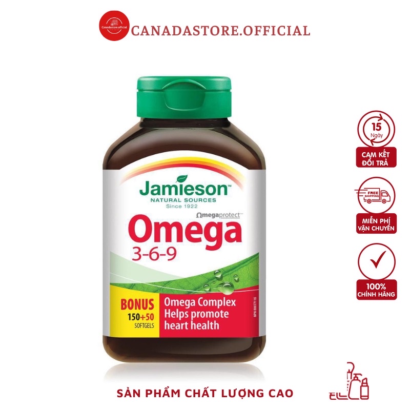Viên uống dầu cá fish oil Omega 369 200viên Jamieson nội địa Canada