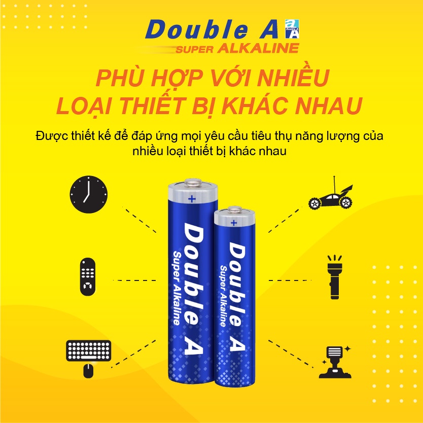 Double A Vỉ 2 Pin Kiềm Alkaline Double A _Siêu bền bỉ (AAA)