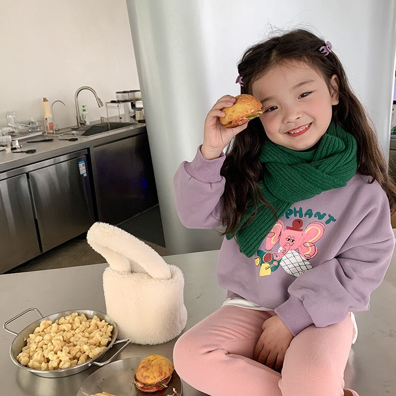 Áo nỉ lót lông mỏng cho bé gái/ bé trai cổ tròn - Hàng thu đông Ambb Kids