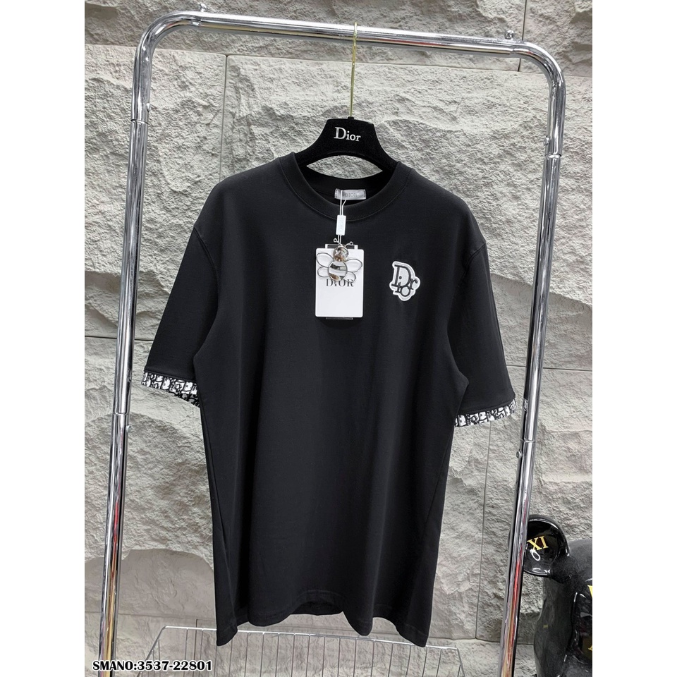 Áo Thun Di ô Nam Nữ Thêu Chữ Siêu Nét - Áo Phông Nam Di ô Thêu Họa Tiết Cổ Tay Cực Chất