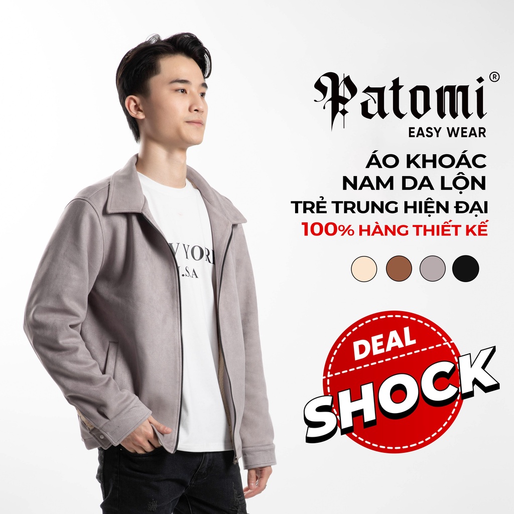 Áo khoác nam da lộn lót lông Raacus, áo khoác nam da hàn quốc jacket form rộng-A380