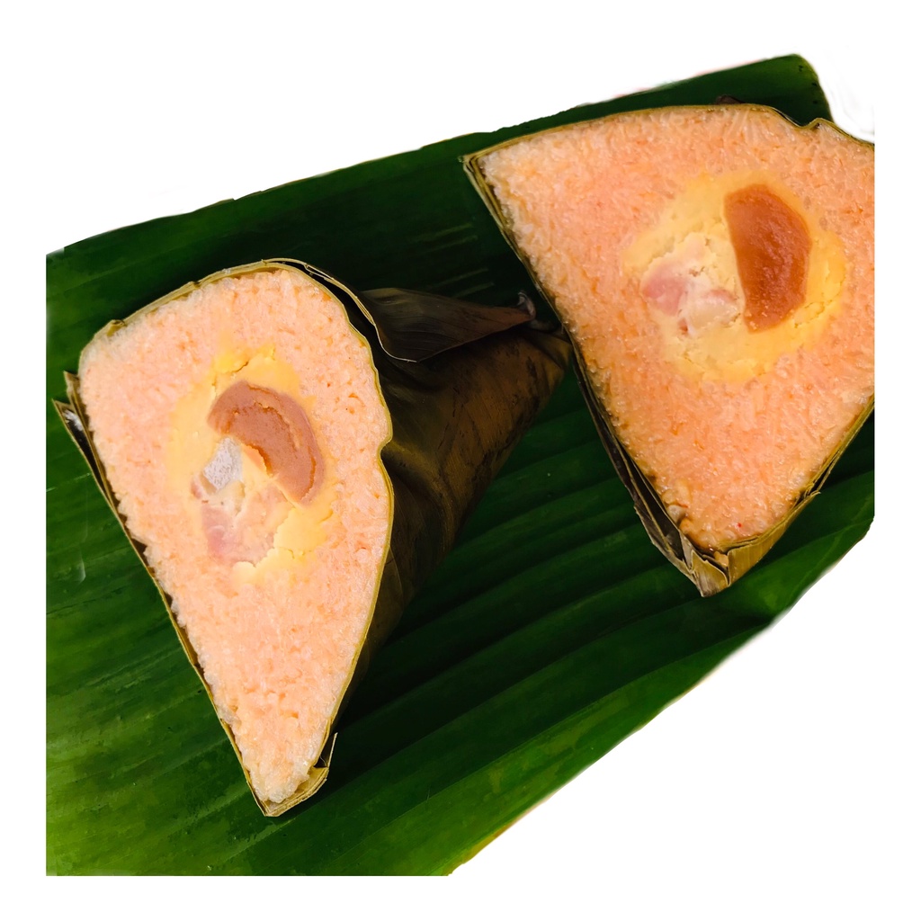 Bánh Ú Gấc nhân mặn[Bánh tét Trà Cuôn Hai Lý tại Trà Vinh]