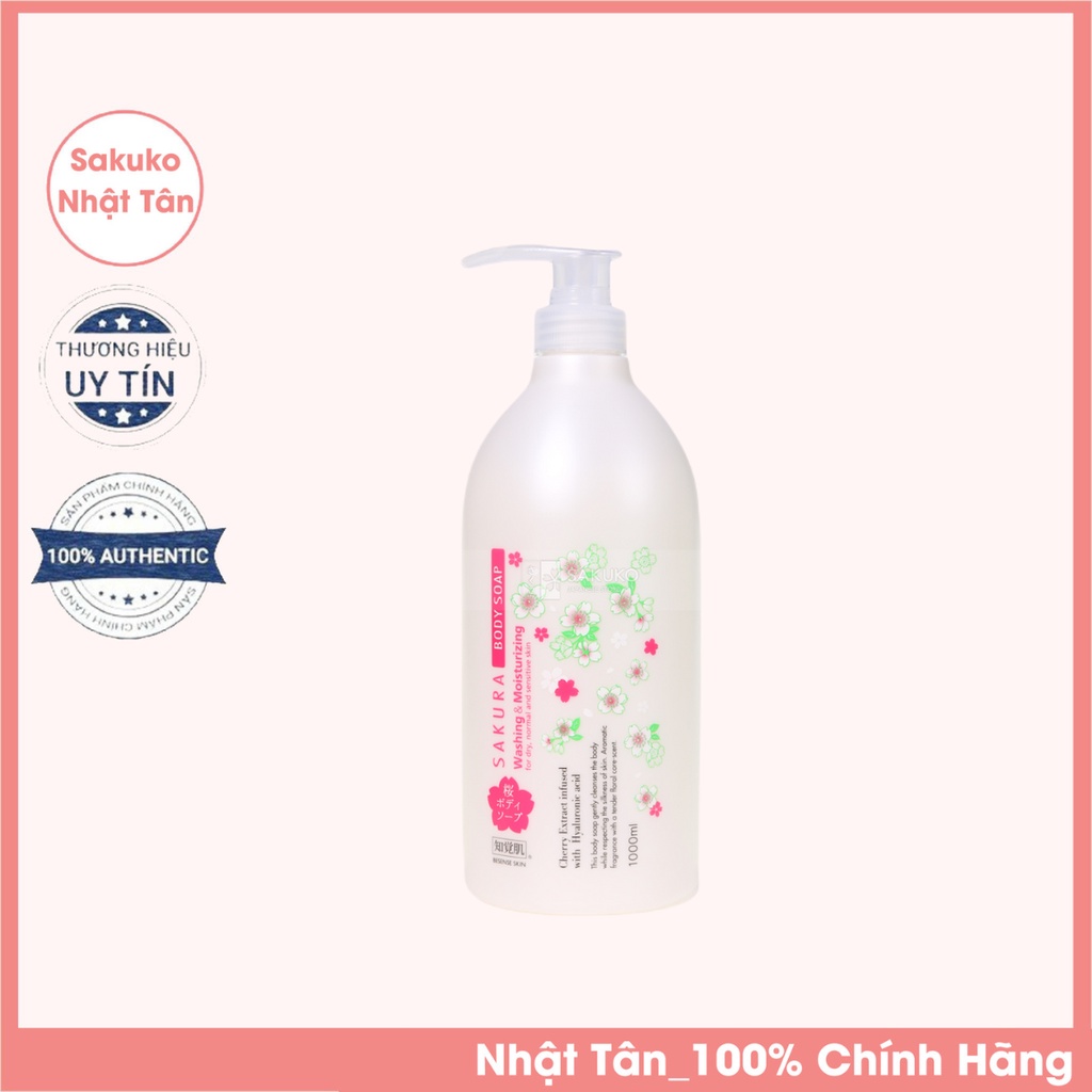 Sữa Tắm Dưỡng Ẩm Mịn Da BESENSE SKIN Tinh Chất Sakura Và Hyaluronic Acid 1000ml Kumanoyushi