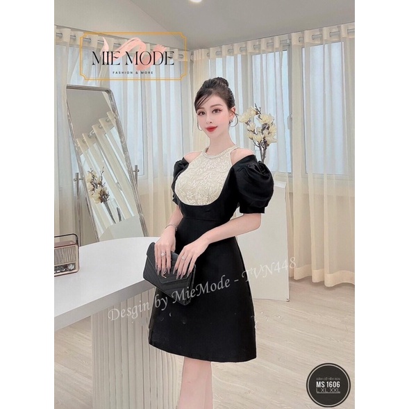 BIGSIZE HIẾU HIẾU ( Đầm cổ yếm khoét vai phối ren 55-100kg )
