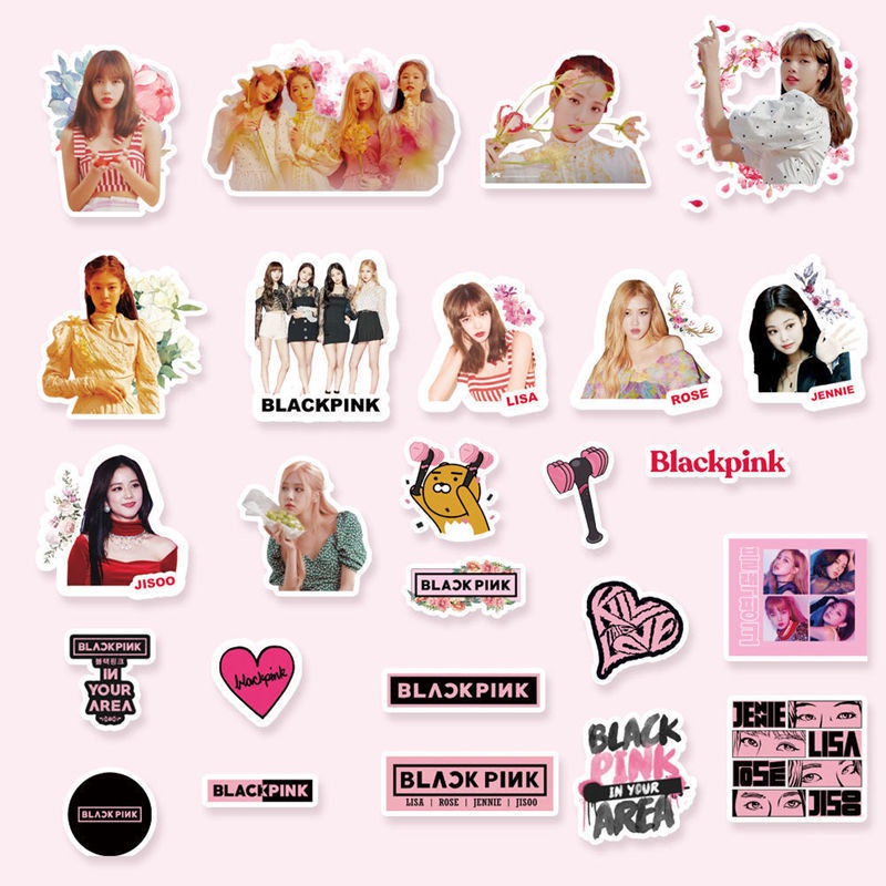 Combo 50 Sticker BLACKPINK CHIBI hình dán chống nước dán mũ bảo hiểm, laptop, vali, điện thoại
