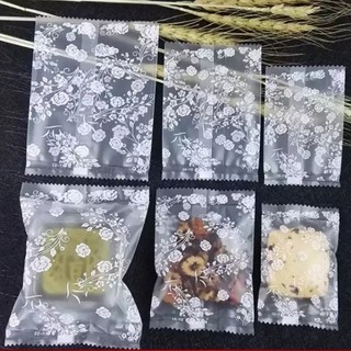 Túi đựng trà hoa, bánh kẹo , túi trắng mờ hoa hồng, hàn nhiệt ,set 100 cái
