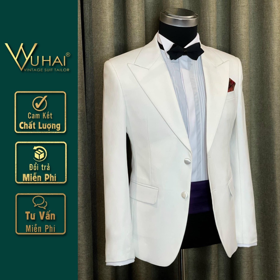 Bộ vest nam phong cách Tuxedo cổ bản ve to lịch lãm sang trọng,dáng áo 2 cúc bọc-VuHai
