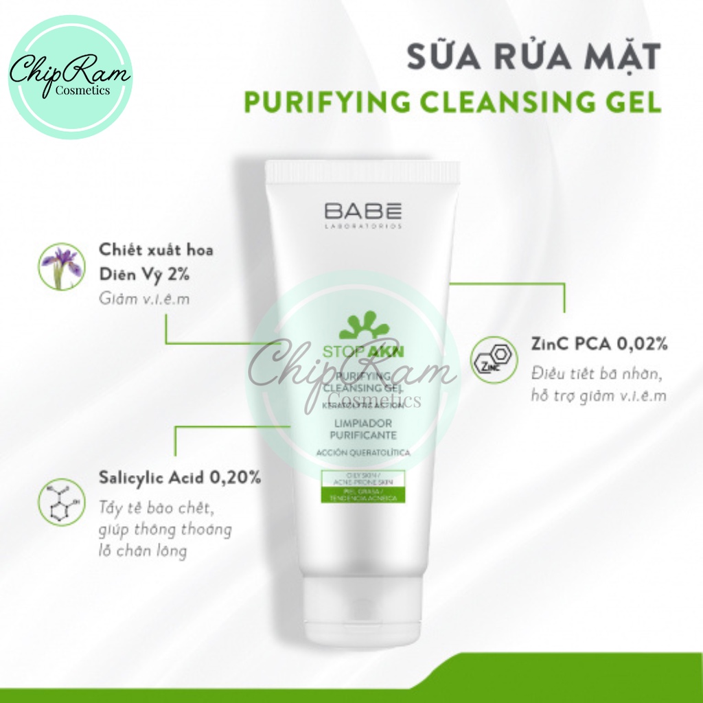 SỮA RỬA MẶT BABE PURIFYING CLEANSING GEL 200ML