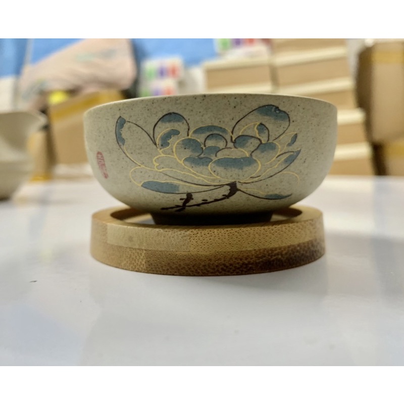 BÁN LẺ Bộ ấm tử sa hoa sen xanh - tách set