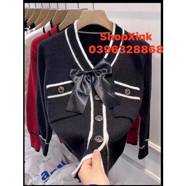 Áo len Nữ kèm nơ hottrend 2022 hàng QC cao cấp