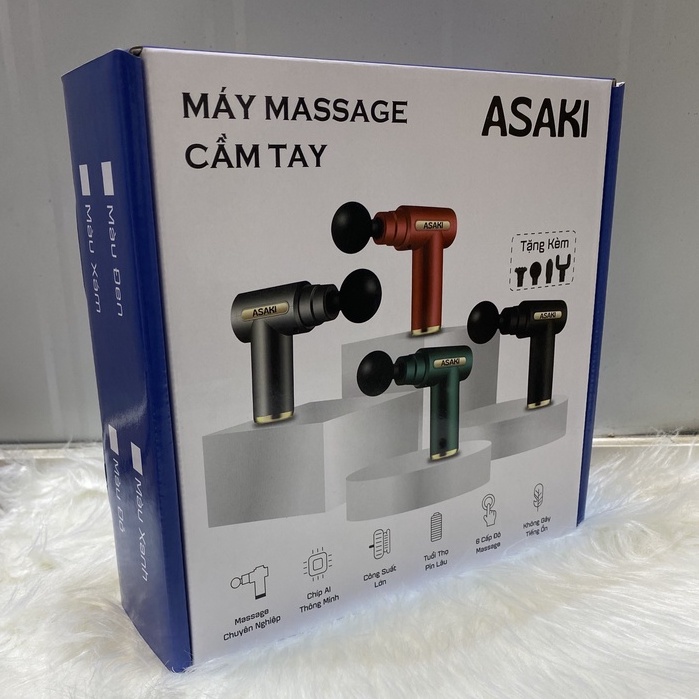 Súng massage cầm tay asaki 4 đầu 6 chế độ máy đấm lưng mát xa giảm nhức - ảnh sản phẩm 7