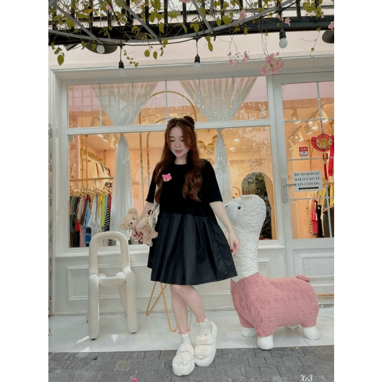 ĐẦM LỤA HÀN KÈM GẤU CHIẾC ĐẦM VỚI KIỂU DÁNG ĐÁNG YÊU KHÔNG HỀ KÉN DÁNG UP