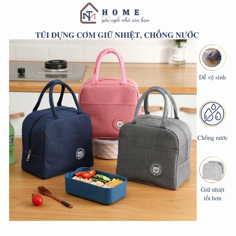 Túi đựng hộp cơm giữ nhiệt chống thấm nước, có quai xách tiện dụng- TM home