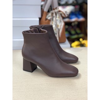Giầy Bốt Nữ Thấp Cổ Da Thật Gót Trụ Cao 6cm VNXK