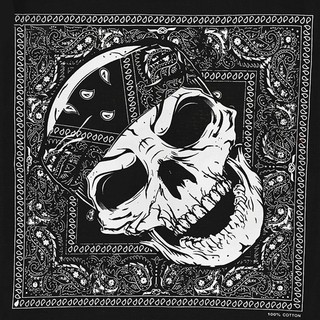 Khăn Vuông Bandanas Cotton 21.6inch 55cm In Họa Tiết Đầu Lâu Thời Trang Cho Nam / Nữ WJ1073