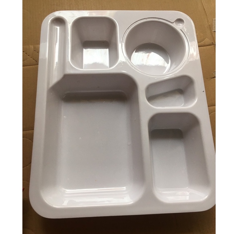 Khay cơm văn phòng 5 ngăn nhựa Size 32.5 x 26.0 x 5.3 cm kèm nắp đậy