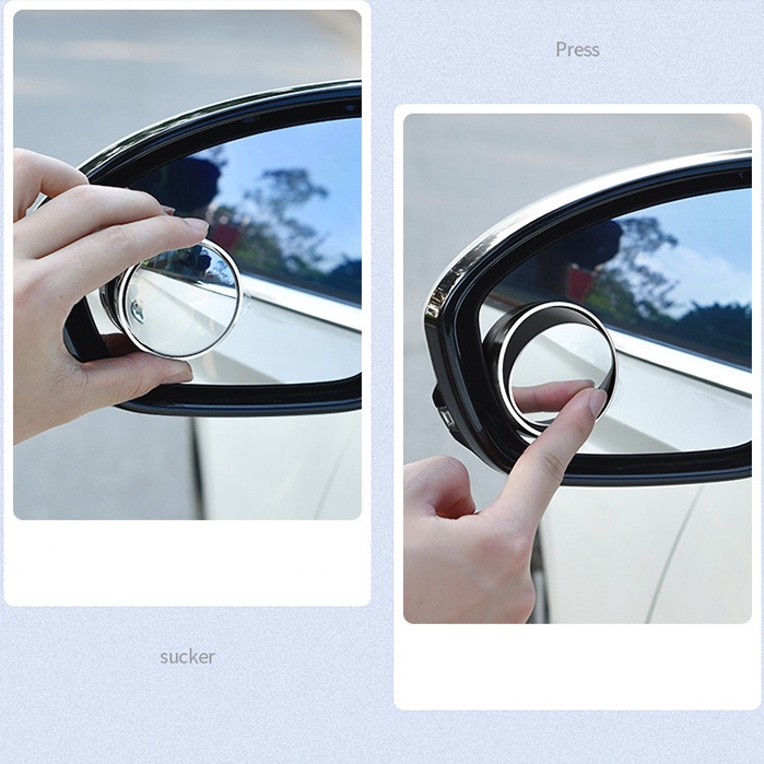 Gương Cầu Lồi Gắn Kính Chiếu Hậu Ô Tô Xóa Điểm Mù Xoay 360 Độ Bản Hút Silicone