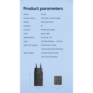 Củ Sạc Nhanh QC4.0 PD 3.0 67W Cổng USB Type-C