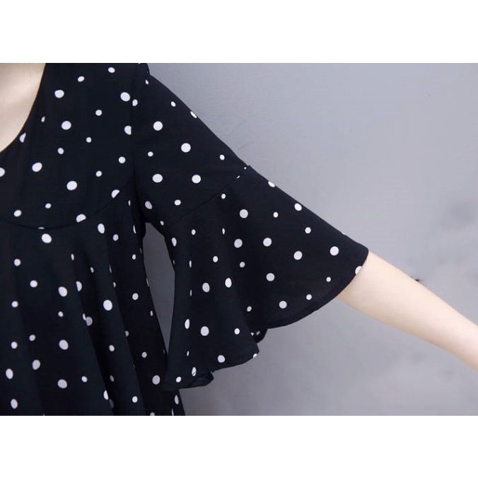 Aphrod Set Áo Thun Ngắn Tay Cổ Tròn + Quần short Lưng Cao Họa Tiết Chấm Bi Thời Trang Nữ