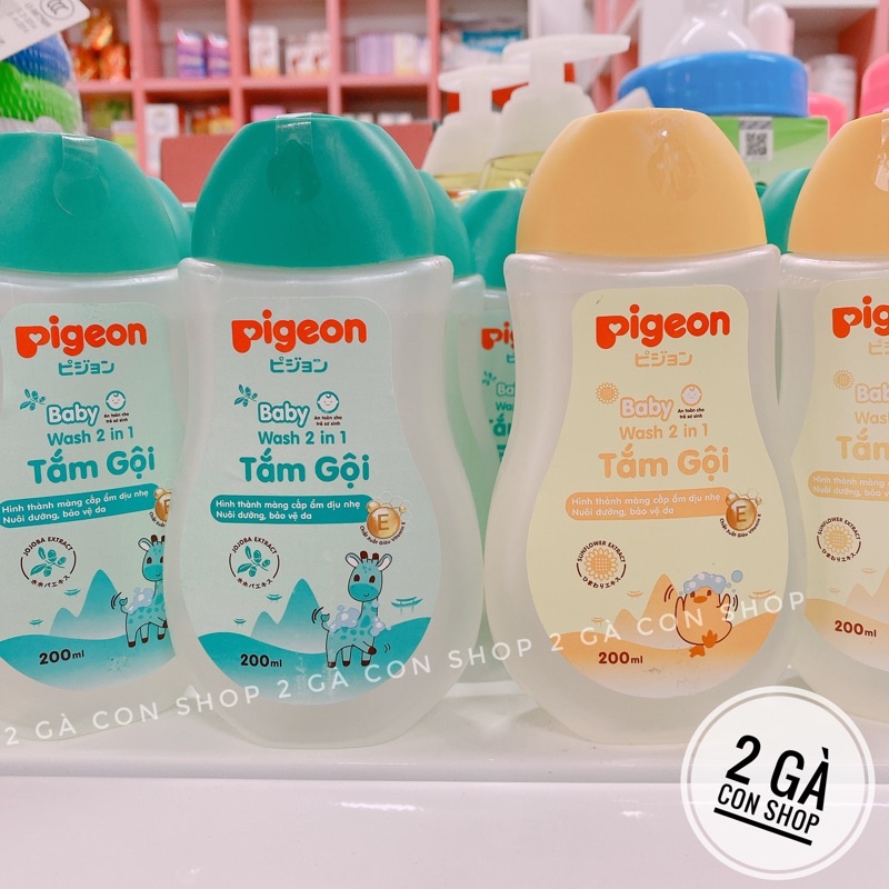 Sữa tắm gội 2 in 1 dùng cho da nhạy cảm Pigeon 200ml