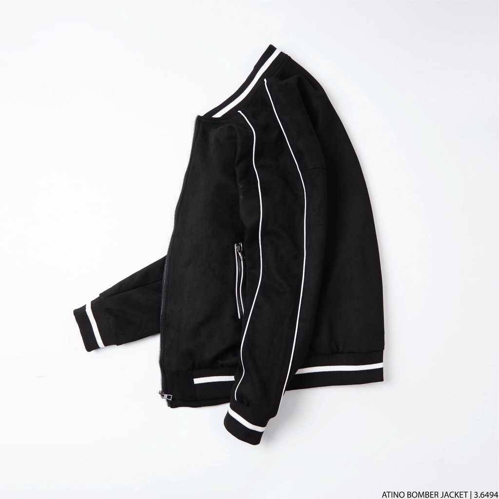 Áo khoác Bomber Da Lộn nam ATINO tinh tế thanh lịch vải dạ lót gió dáng sang trọng form regular AD3.6494