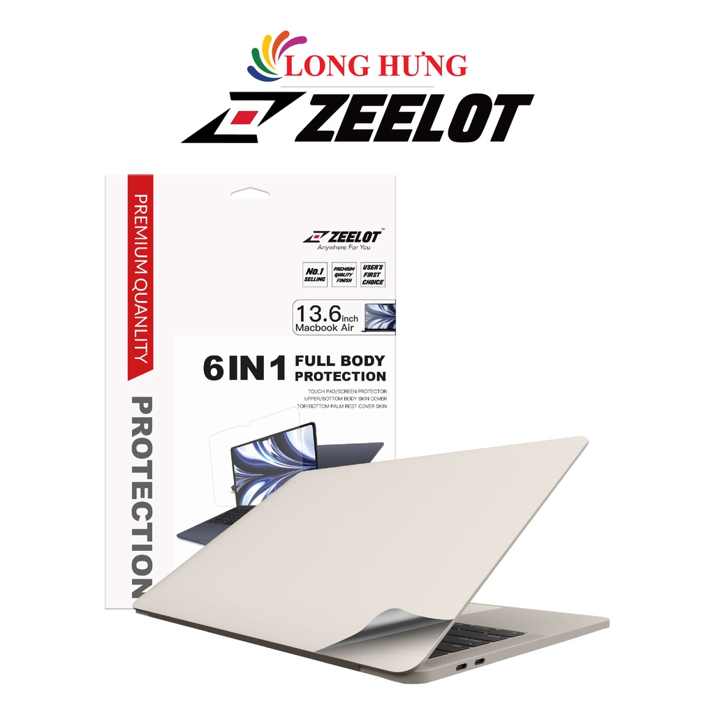 Dán màn hình 6-IN-1 Zeelot Full Body Guard Macbook Air 13.6 inch 2022 - Hàng chính hãng