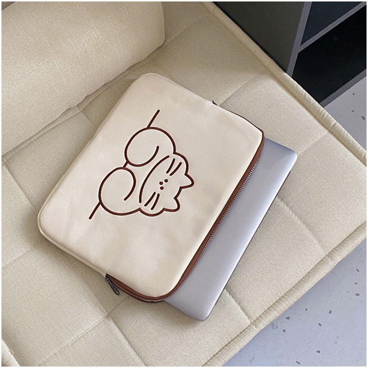 Túi Đựng Laptop / Máy Tính Bảng Thêu Hình Động Vật Dễ Thương Phong Cách Hàn Quốc Cho 10 11 13 inches
