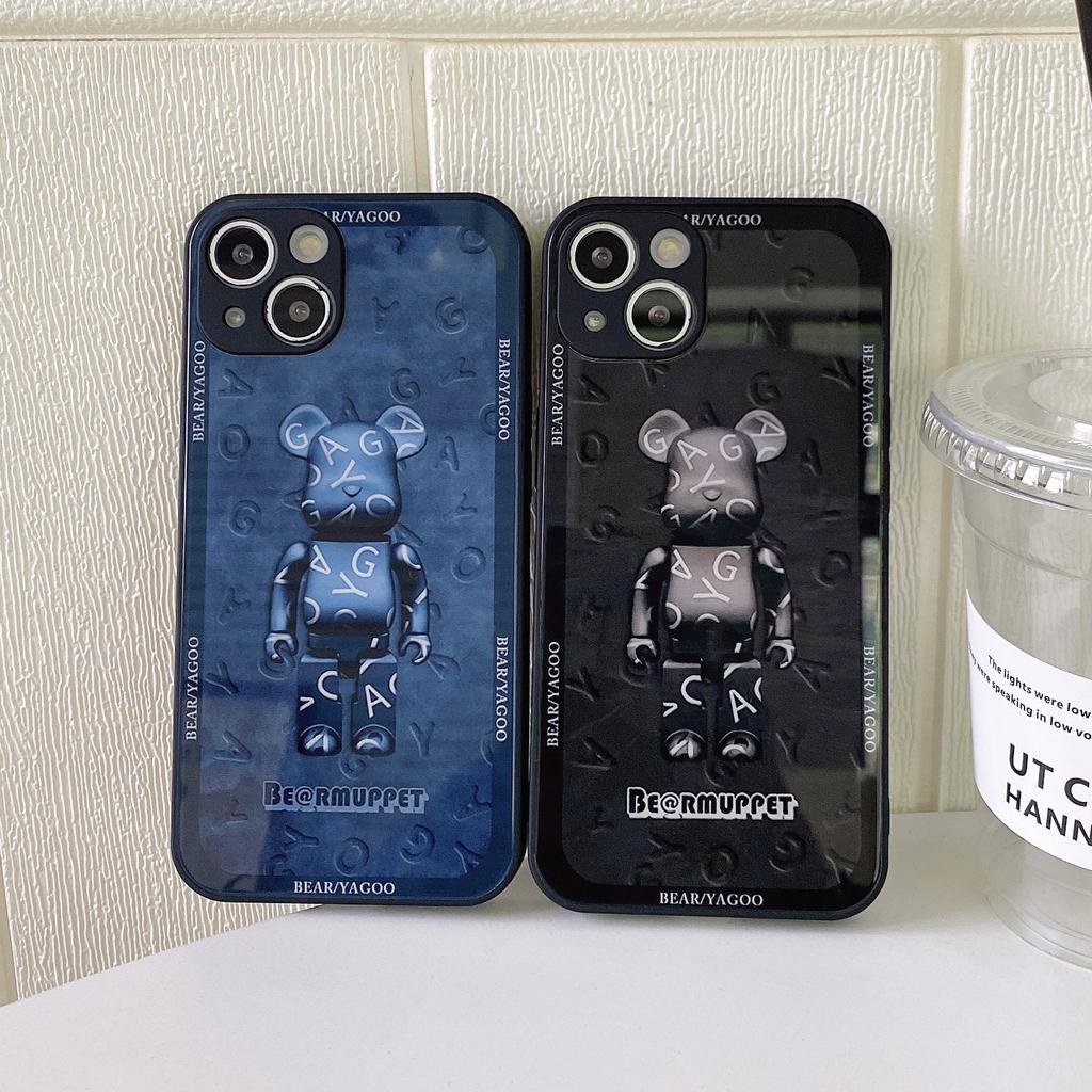 Ốp Điện Thoại Kính Cường Lực In Hình Gấu kaws Cho iPhone 14promax 14 13promax 12 11 X XS XSMAX