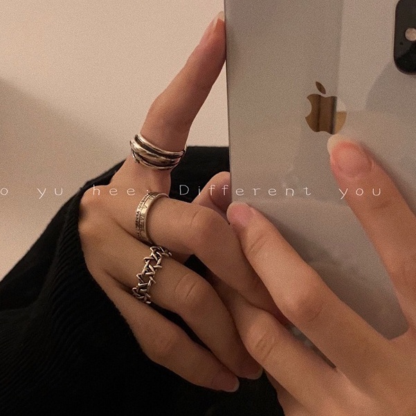Happy-store ❤️ Bộ Nhẫn Hở Phong Cách Hip Hop Cổ Điển Cho Nữ