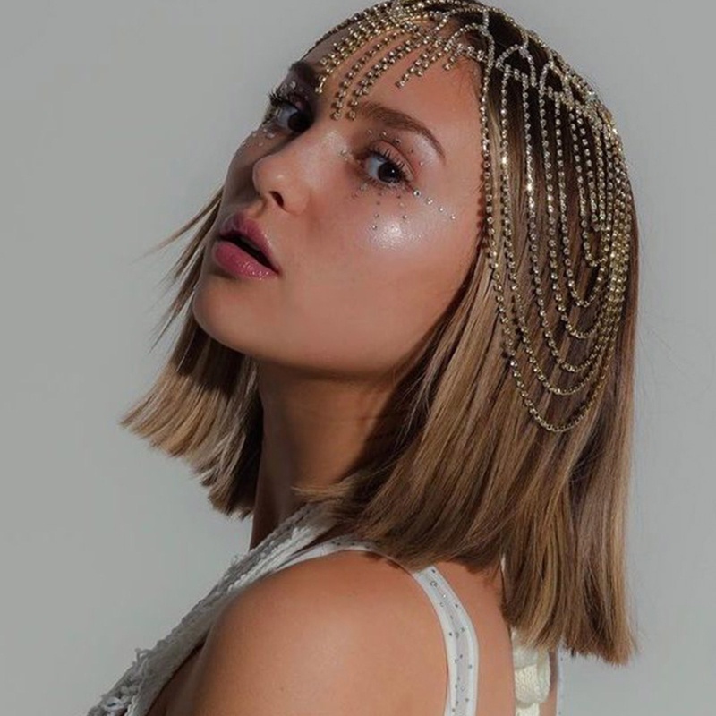 Cài Tóc Dạng Chuỗi Xích Đính Đá Sang Trọng Cho Nữ